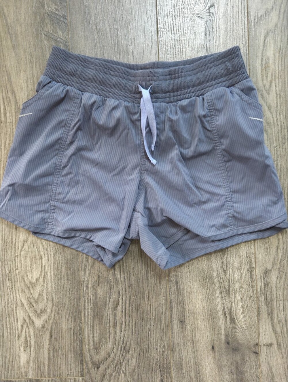 L.L. Bean Light Gray Striped Athletic Shorts